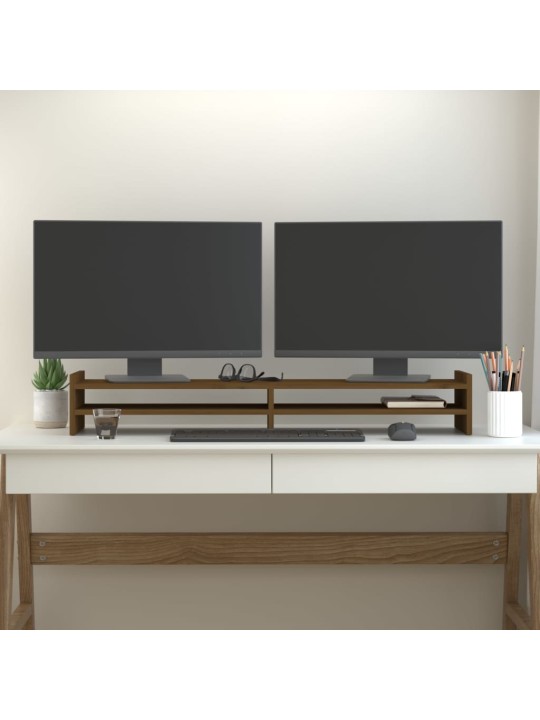 Stojan na monitor medově hnědý 100x27x15 cm masivní borovice
