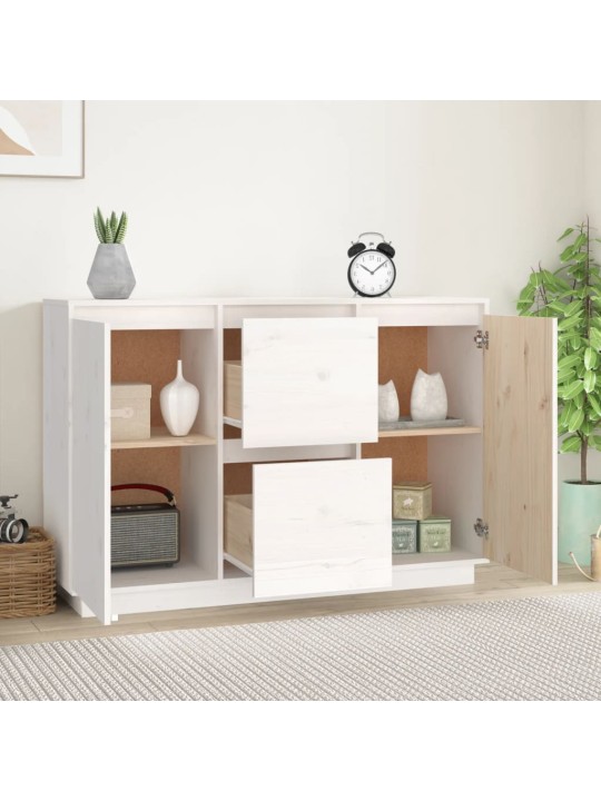 Příborník bílý 111x34x75 cm masivní borové dřevo