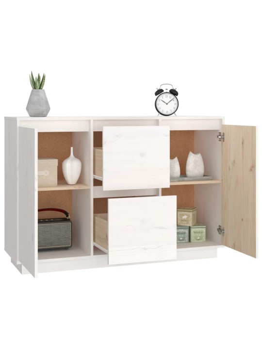 Příborník bílý 111x34x75 cm masivní borové dřevo