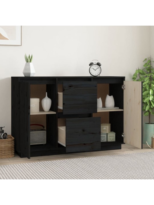 Příborník černý 111x34x75 cm masivní borové dřevo