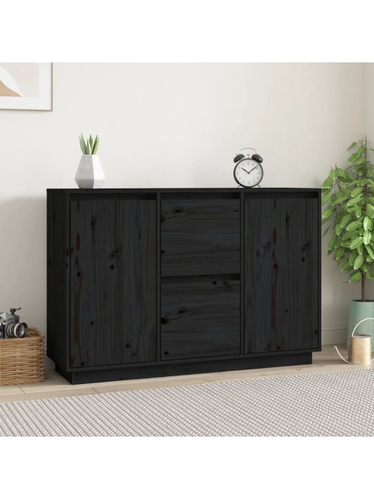 Příborník černý 111x34x75 cm masivní borové dřevo