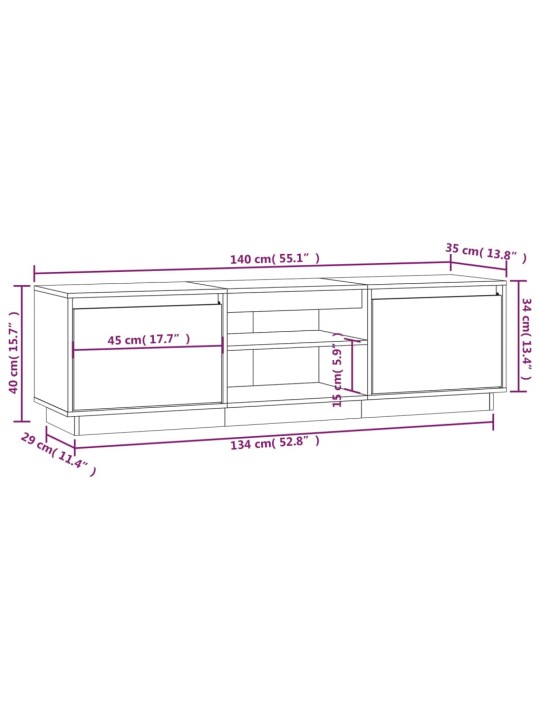 TV skříňka 140 x 35 x 40 cm masivní borové dřevo
