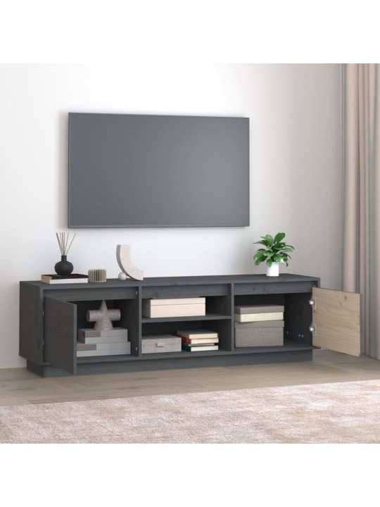 TV skříňka šedá 140 x 35 x 40 cm masivní borové dřevo