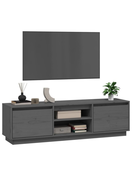 TV skříňka šedá 140 x 35 x 40 cm masivní borové dřevo