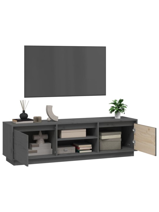 TV skříňka šedá 140 x 35 x 40 cm masivní borové dřevo