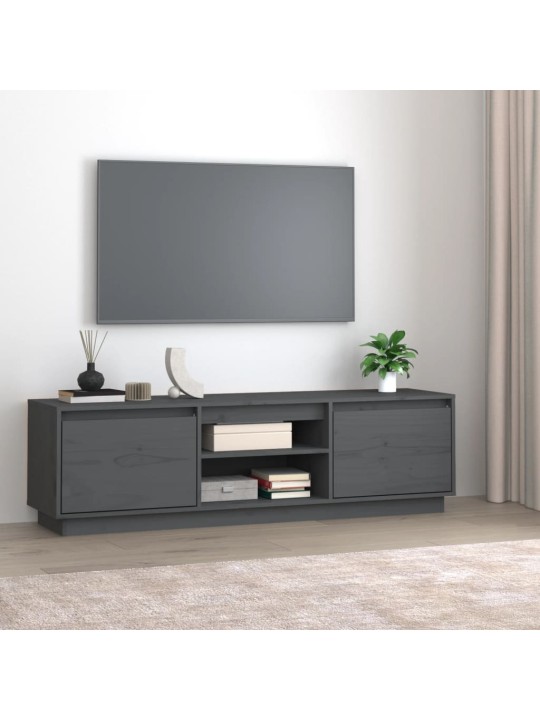 TV skříňka šedá 140 x 35 x 40 cm masivní borové dřevo