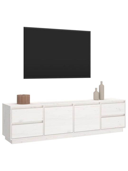 TV skříňka bílá 176x37x47,5 cm masivní borové dřevo