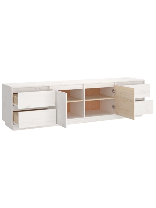 TV skříňka bílá 176x37x47,5 cm masivní borové dřevo