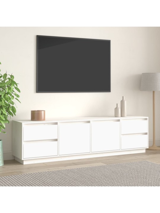 TV skříňka bílá 176x37x47,5 cm masivní borové dřevo