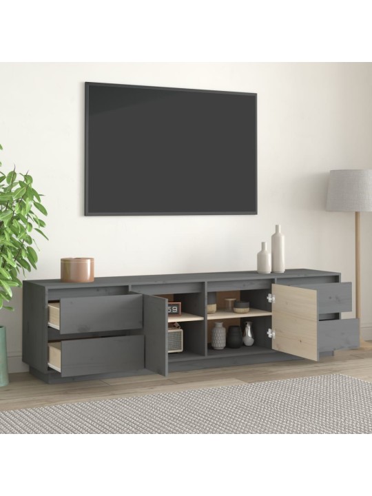 TV skříňka šedá 176x37x47,5 cm masivní borové dřevo