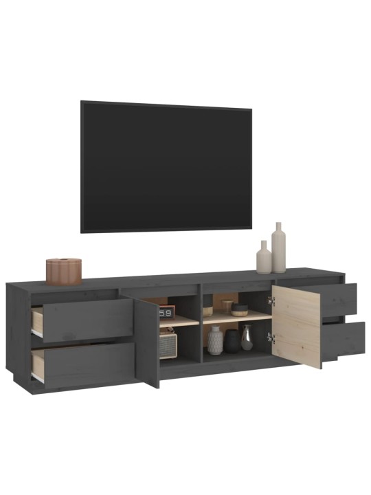 TV skříňka šedá 176x37x47,5 cm masivní borové dřevo