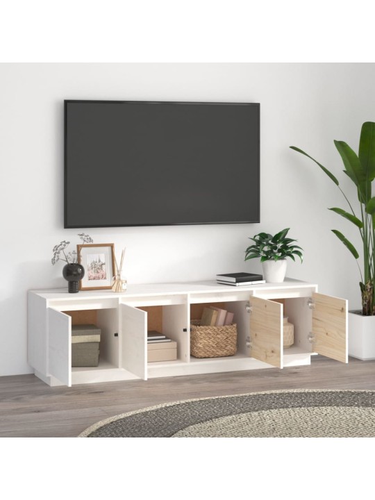 TV skříňka bílá 156 x 37 x 45 cm masivní borové dřevo
