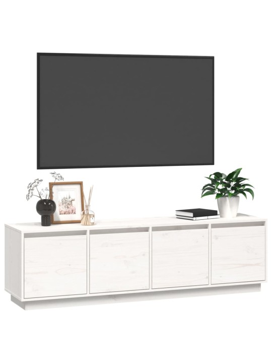 TV skříňka bílá 156 x 37 x 45 cm masivní borové dřevo