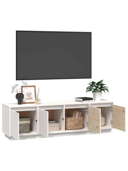 TV skříňka bílá 156 x 37 x 45 cm masivní borové dřevo