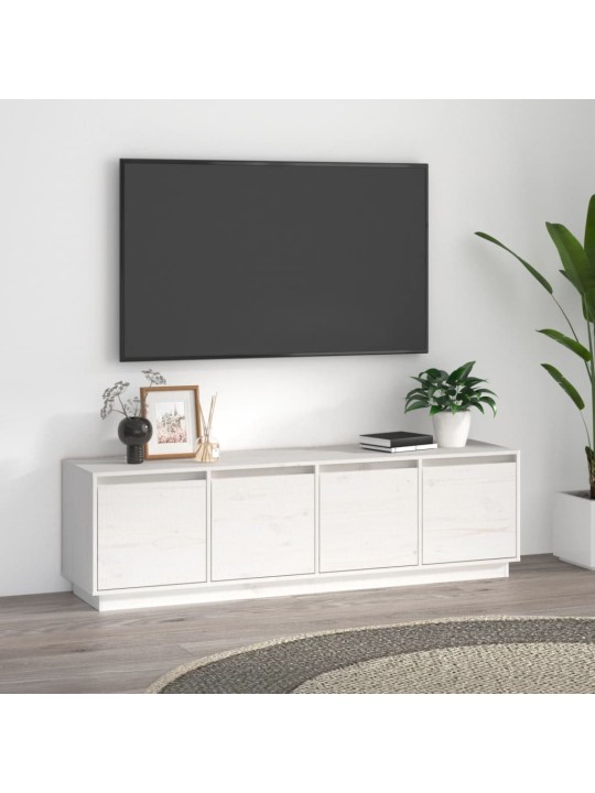 TV skříňka bílá 156 x 37 x 45 cm masivní borové dřevo