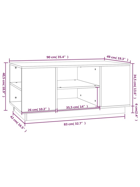 Konferenční stolek 90 x 49 x 40,5 cm masivní borové dřevo
