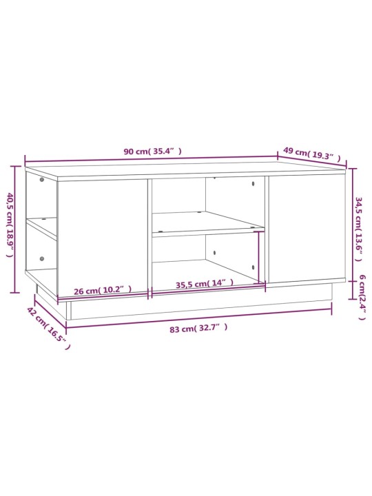 Konferenční stolek černý 90x49x40,5 cm masivní borové dřevo