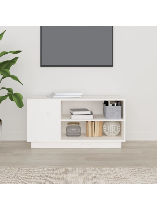 TV skříňka bílá 80x35x40,5 cm masivní borové dřevo