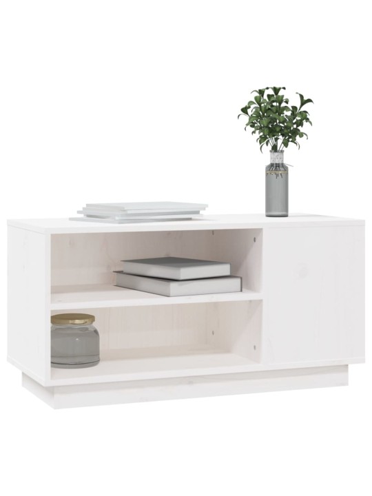 TV skříňka bílá 80x35x40,5 cm masivní borové dřevo