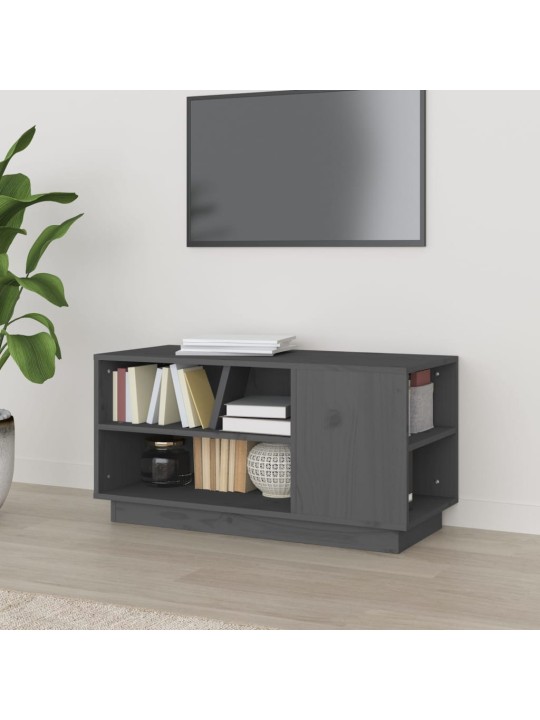 TV skříňka šedá 80 x 35 x 40,5 cm masivní borové dřevo
