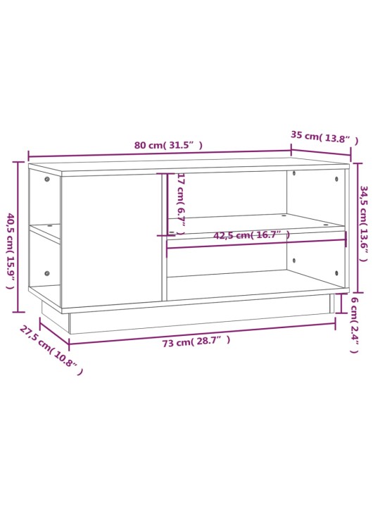 TV skříňka medově hnědá 80x35x40,5 cm masivní borové dřevo