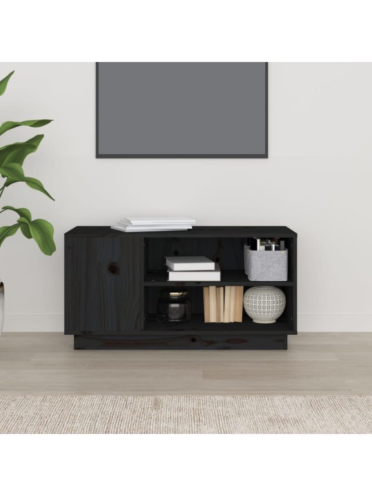 TV skříňka černá 80x35x40,5 cm masivní borové dřevo