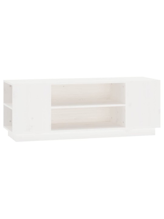 TV skříňka bílá 110 x 35 x 40,5 cm masivní borové dřevo