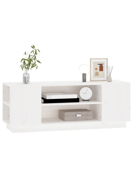 TV skříňka bílá 110 x 35 x 40,5 cm masivní borové dřevo