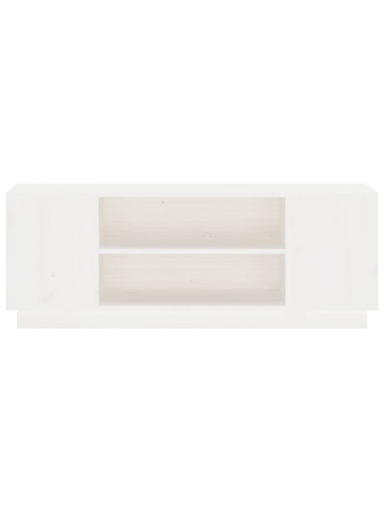 TV skříňka bílá 110 x 35 x 40,5 cm masivní borové dřevo