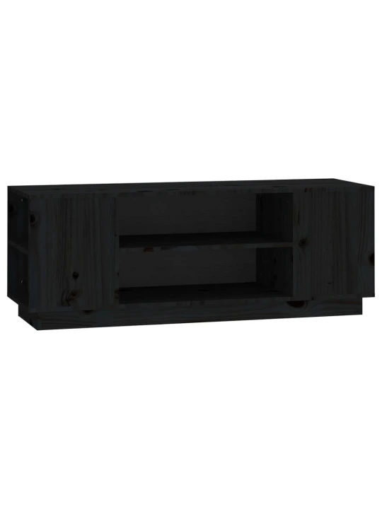 TV skříňka černá 110x35x40,5 cm masivní borové dřevo