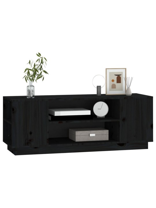 TV skříňka černá 110x35x40,5 cm masivní borové dřevo