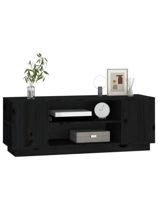 TV skříňka černá 110x35x40,5 cm masivní borové dřevo