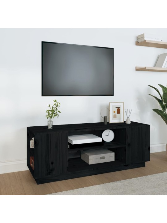 TV skříňka černá 110x35x40,5 cm masivní borové dřevo