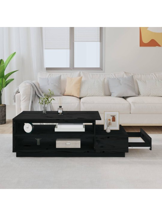 Konferenční stolek černý 120x50x40,5 cm masivní borové dřevo