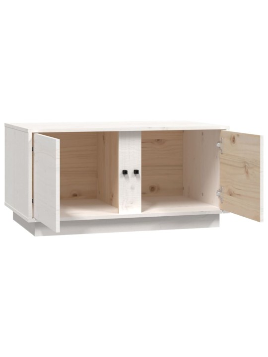 Konferenční stolek bílý 80 x 50 x 40 cm masivní borové dřevo