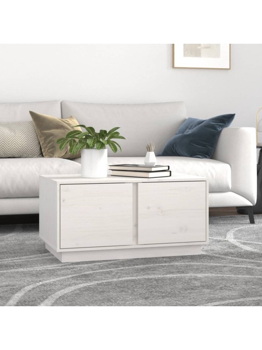 Konferenční stolek bílý 80 x 50 x 40 cm masivní borové dřevo