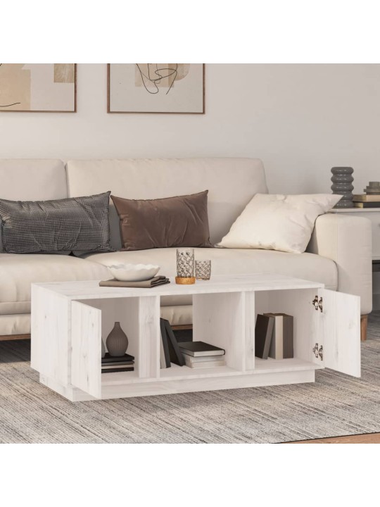 Konferenční stolek bílý 110x50x40 cm masivní borové dřevo