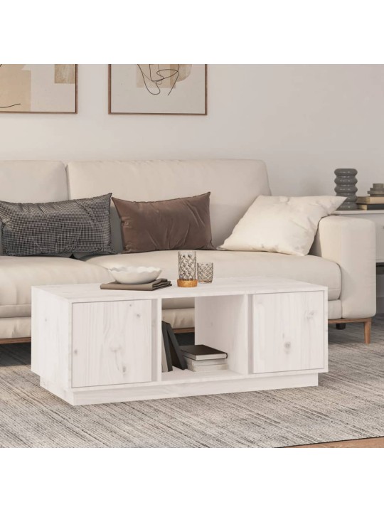 Konferenční stolek bílý 110x50x40 cm masivní borové dřevo