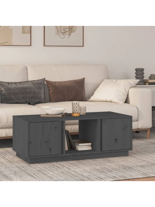 Konferenční stolek šedý 110x50x40 cm masivní borové dřevo