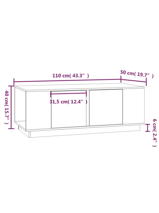 Konferenční stolek bílý 110x50x40 cm masivní borové dřevo