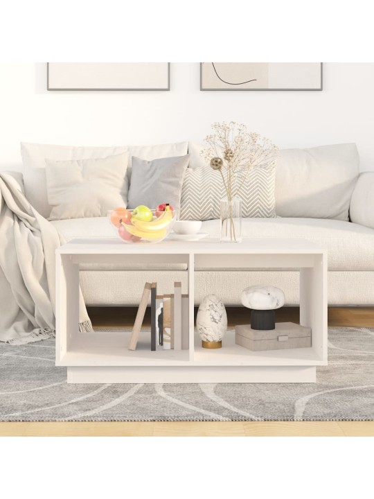 Konferenční stolek bílý 80 x 50 x 40 cm masivní borové dřevo