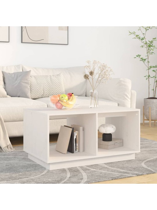 Konferenční stolek bílý 80 x 50 x 40 cm masivní borové dřevo