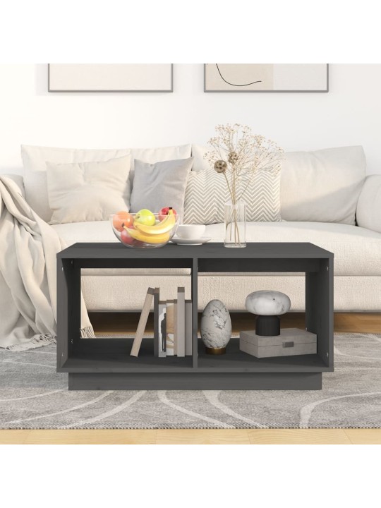 Konferenční stolek šedý 80 x 50 x 40 cm masivní borové dřevo