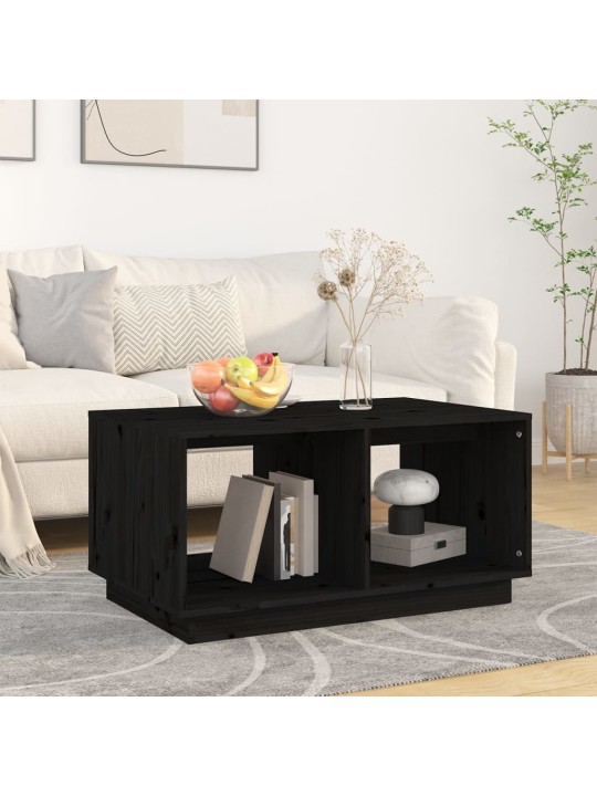 Konferenční stolek černý 80 x 50 x 40 cm masivní borové dřevo