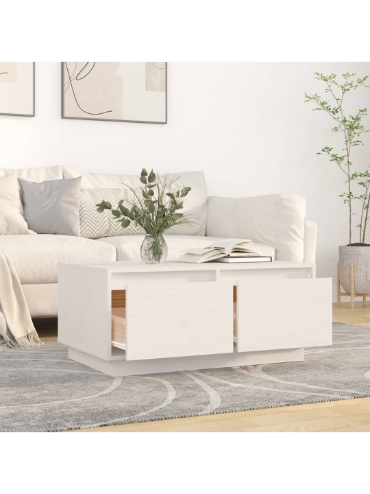 Konferenční stolek bílý 80x50x35 cm masivní borové dřevo