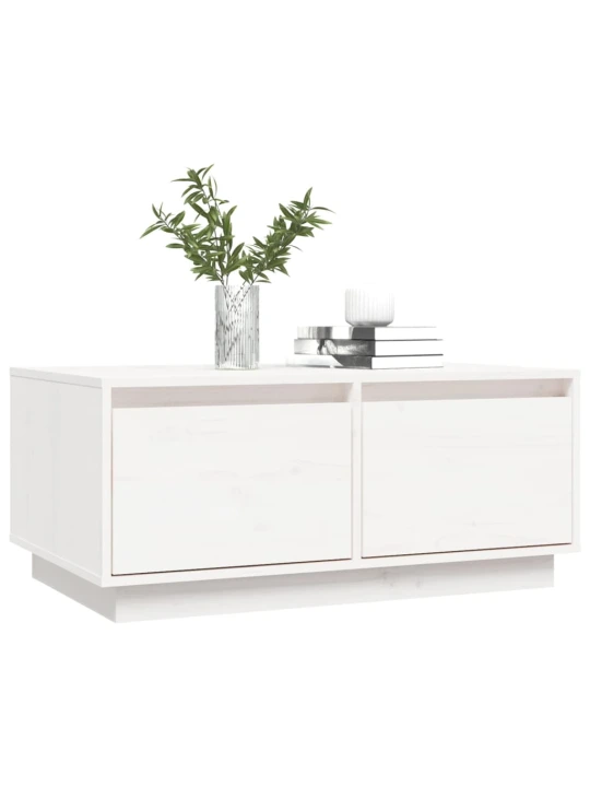 Konferenční stolek bílý 80x50x35 cm masivní borové dřevo