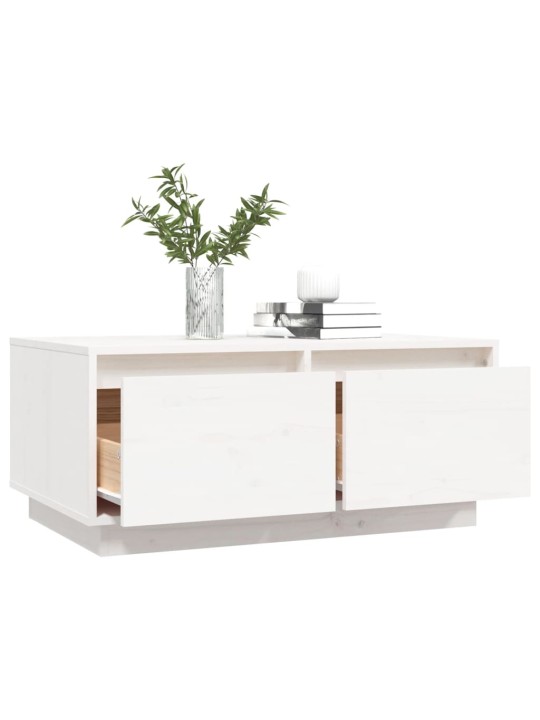 Konferenční stolek bílý 80x50x35 cm masivní borové dřevo