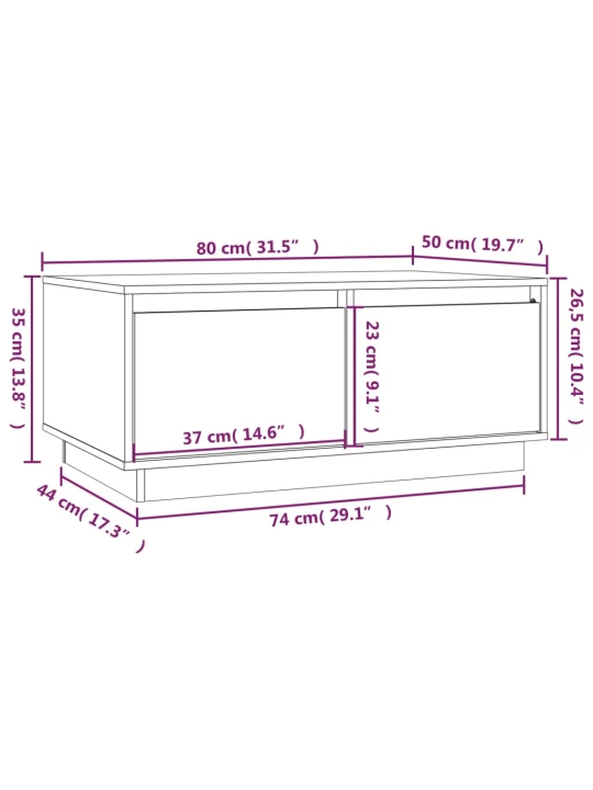 Konferenční stolek bílý 80x50x35 cm masivní borové dřevo