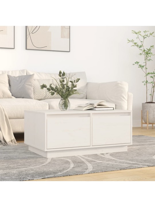 Konferenční stolek bílý 80x50x35 cm masivní borové dřevo