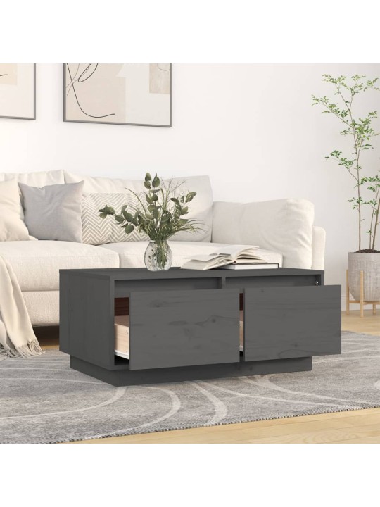 Konferenční stolek šedý 80x50x35 cm masivní borové dřevo